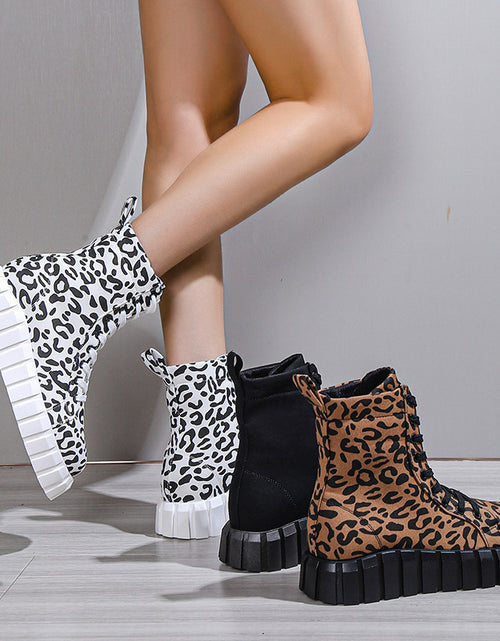 Load image into Gallery viewer, Leopard Print Women Shoes Platform Boots
