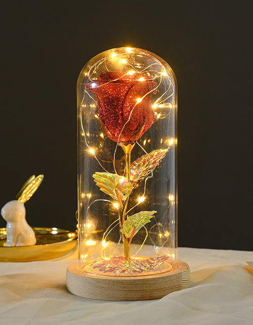 Bild in Galerie-Viewer laden, Valentinstag Geschenk für Freundin Ewige Rose Blumen LED Licht in Glasabdeckung Tag Hochzeitsdekoration Gastgeschenke Muttertag Weibliches Geschenk Geschenk
