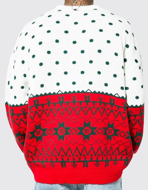 Bild in Galerie-Viewer laden, Herrenmode, gestrickter Jacquard-Pullover mit Rundhalsausschnitt, lockerer Pullover für Herbst und Winter und Weihnachten
