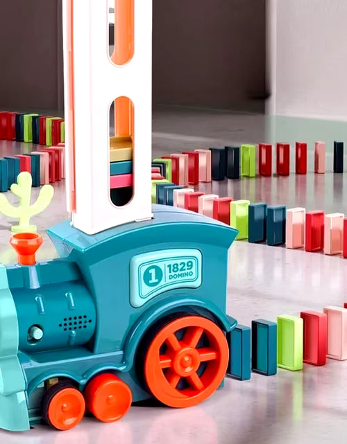 Cargar imagen en el visor de la galería, Domino Children&#39;S Puzzle Building Blocks Automatically Put Small Train Chain Reaction Mechanism
