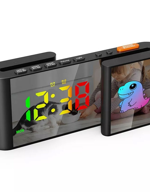 Cargar imagen en el visor de la galería, Creative S-shaped Dual-Screen RGB Colorful Alarm Clock, Adorable Cartoon Night Light Electronic Clock

