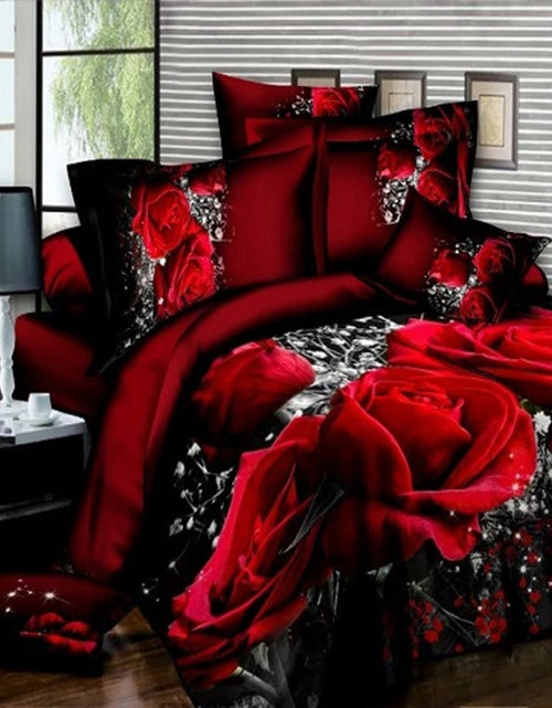 Load image into Gallery viewer, 2/3Pcs Red Dream 3D Oil Painting Rose Printed Bedding Set Queen King Size Quilt Cover Bed Sheet Pillowcases
