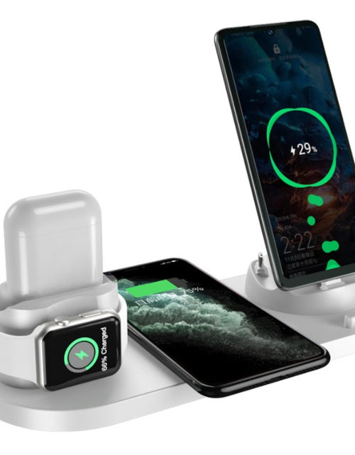 Cargar imagen en el visor de la galería, Cargador inalámbrico para iPhone Cargador rápido para teléfono Base de carga rápida para teléfono Reloj Estación de carga 6 en 1
