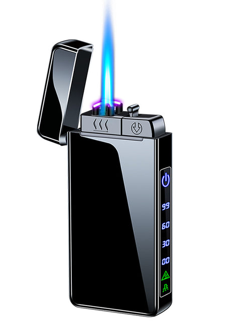 Bild in Galerie-Viewer laden, Gas electric triple fire metal windproof inflatable charging lighter personalized and creative trendy gift for boyfriend
