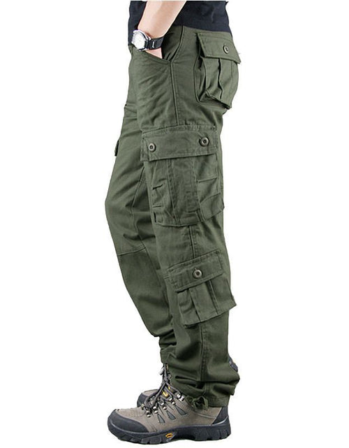 Load image into Gallery viewer, Outdoor men&#39;s multi pocket work pants, sturdy and wear-resistant cotton casual work clothes, long pants for youth labor protection, loose and oversized
