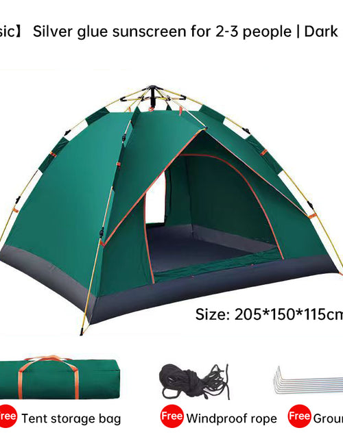 Bild in Galerie-Viewer laden, Quick-Deploy Green/White Outdoor Tent, Comfortably Accommodating 3-4 People on Camping Trips
