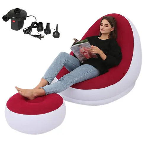 Load image into Gallery viewer, Inflatable Air Mattress Lazy Sofa Deck Chair Comfortable Leg Stool Rest Single Beanbag for home and Outdoor Use
