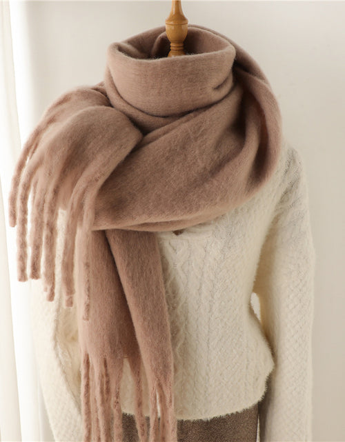 Load image into Gallery viewer, Solid Color Versatile Winter Warm Extended Tassel Scarf
