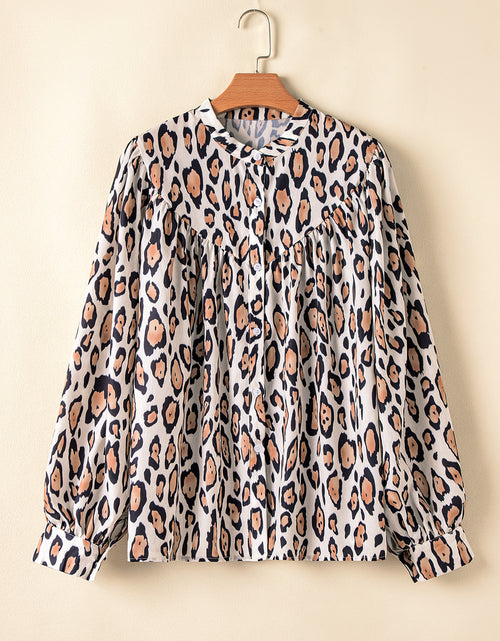 Load image into Gallery viewer, Rose Red Leopard Print Balloon Sleeve Loose Blouse
