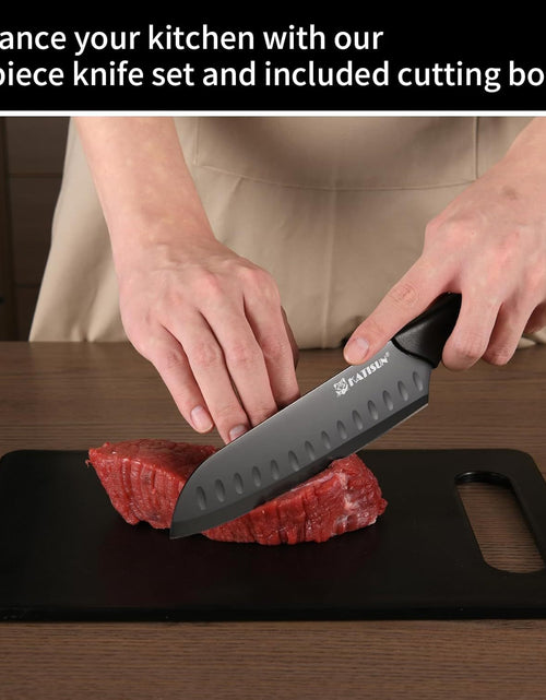 Load image into Gallery viewer, German High Quality Stainless Steel 16 Piece Kitchen Knife Set With Cutting Board Built-in Knife Sharpener Dishwasher Safe 6 Steak Knives Non-slip Handles
