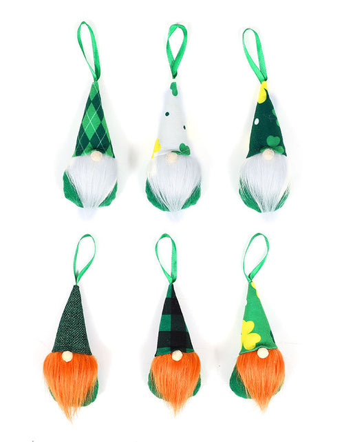 Bild in Galerie-Viewer laden, Irish St. Patrick&#39;s Festival Dwarf Rudolph Charm Green Leaf Festival Faceless Doll Pendant
