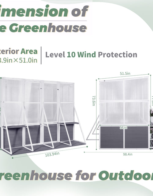 Load image into Gallery viewer, Greenhouse Wooden Lean to Greenhouses for Outdoors Heavy Duty Walk in Green House for Outside Winter
