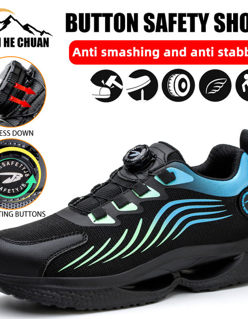 Load image into Gallery viewer, Safety shoes anti smashing anti piercing anti slip wear-resistant steel toe shoes lazy no tie safety shoes
