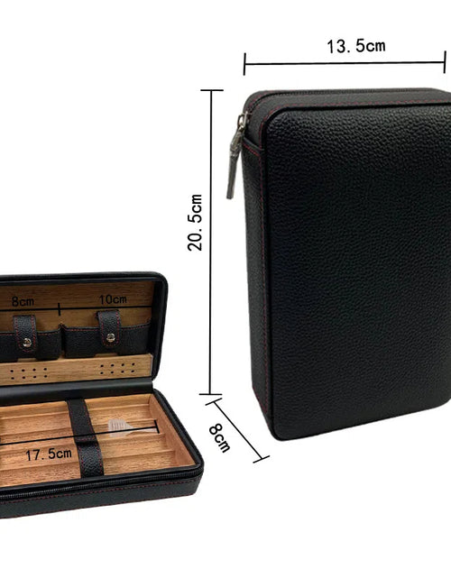 Bild in Galerie-Viewer laden, Carved version cigar box portable cedar wood cigar moisturizing box cowhide cigar box storage box Gaoxiba
