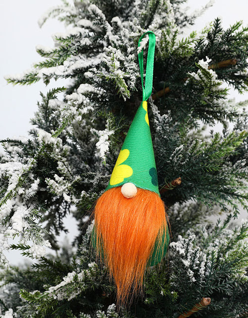 Bild in Galerie-Viewer laden, Irish St. Patrick&#39;s Festival Dwarf Rudolph Charm Green Leaf Festival Faceless Doll Pendant
