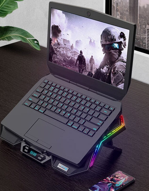 Cargar imagen en el visor de la galería, Gaming Laptop Cooler Six Fan Two USB Port Led RGB Lighting Notebook Stand for Laptop 12-17 inch Laptop Cooling Pad
