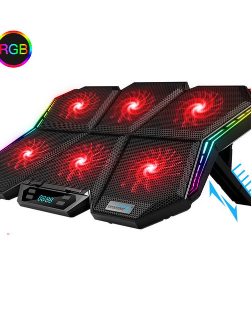 Cargar imagen en el visor de la galería, Gaming Laptop Cooler Six Fan Two USB Port Led RGB Lighting Notebook Stand for Laptop 12-17 inch Laptop Cooling Pad
