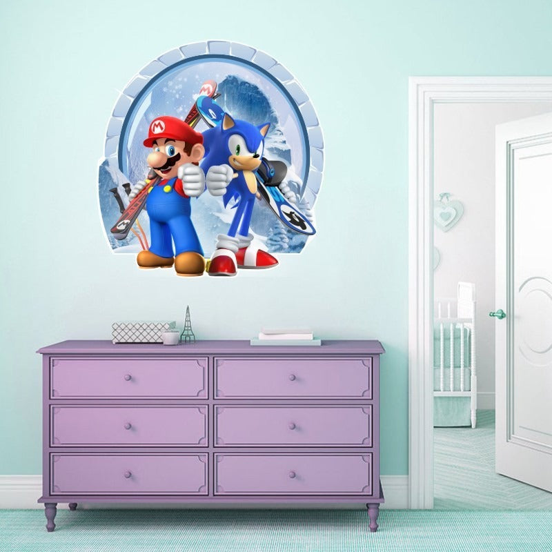 Sonic Mario cartoon stickers self-adhesive wholesale creative decoration graffiti wall stickers posters for children's rooms