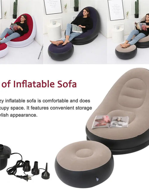 Load image into Gallery viewer, Inflatable Air Mattress Lazy Sofa Deck Chair Comfortable Leg Stool Rest Single Beanbag for home and Outdoor Use
