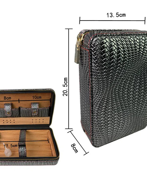 Bild in Galerie-Viewer laden, Carved version cigar box portable cedar wood cigar moisturizing box cowhide cigar box storage box Gaoxiba
