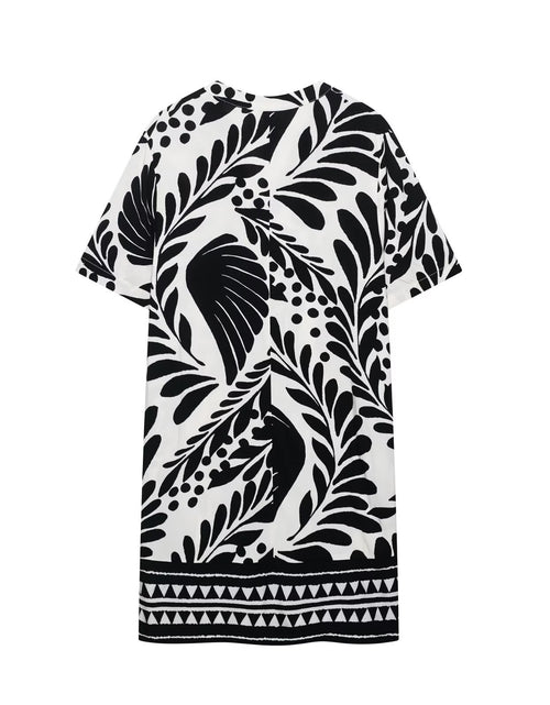 Bild in Galerie-Viewer laden, Color blocking printed shirt style short dress for women
