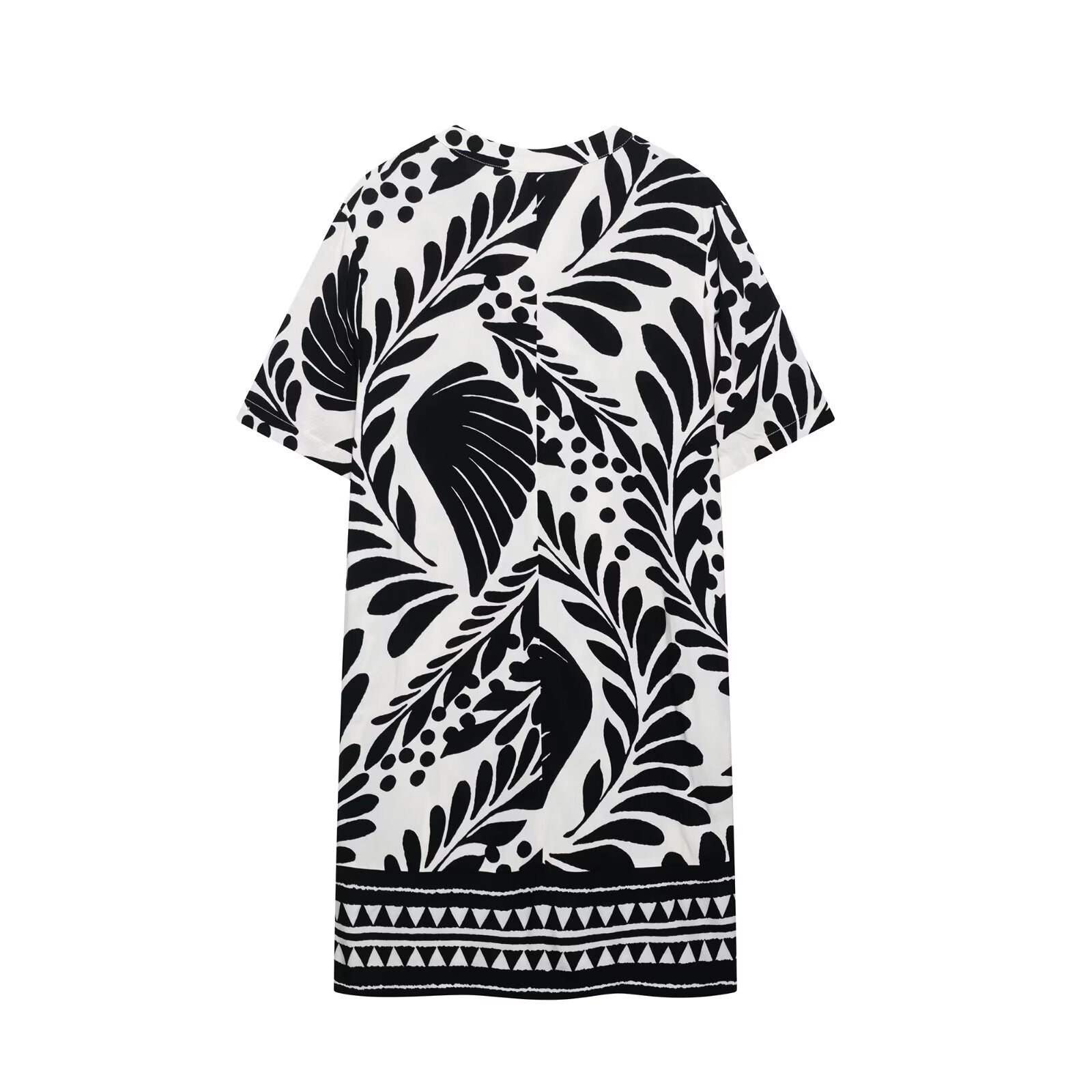 Color blocking printed shirt style short dress for women