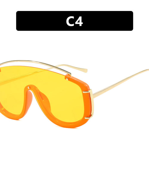 Load image into Gallery viewer, Trendy large frame one-piece sunglasses with a metallic high-end feel, Instagram sunglasses with personalized outdoor internet celebrity sunglasses
