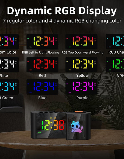 Cargar imagen en el visor de la galería, Creative S-shaped Dual-Screen RGB Colorful Alarm Clock, Adorable Cartoon Night Light Electronic Clock
