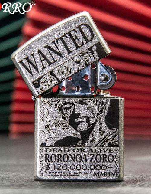 Load image into Gallery viewer, ZORRO Zoro Ancient Silver Pirate King Zoro Kerosene Lighter
