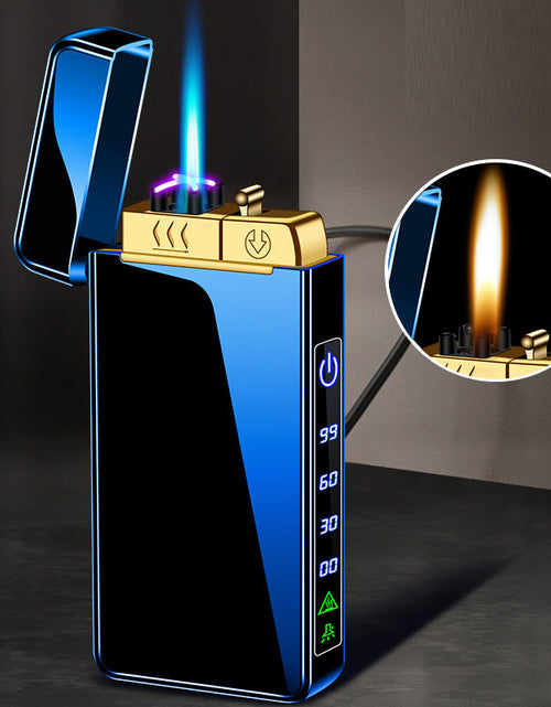 Bild in Galerie-Viewer laden, Gas electric triple fire metal windproof inflatable charging lighter personalized and creative trendy gift for boyfriend
