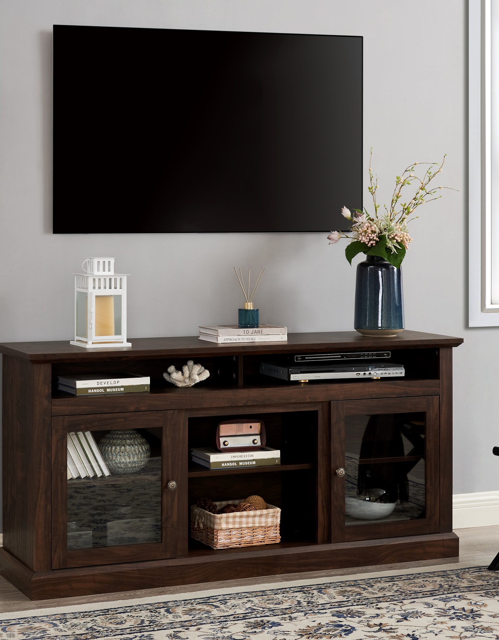 Contemporary TV Media Stand Modern Entertainment Console Brown