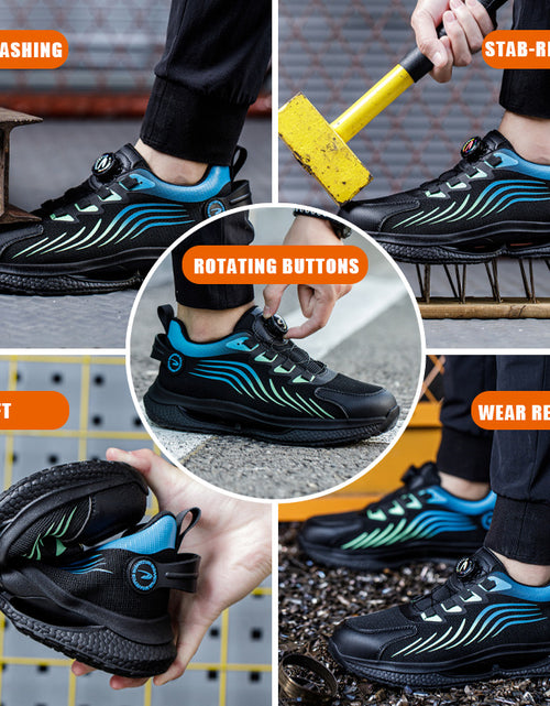 Load image into Gallery viewer, Safety shoes anti smashing anti piercing anti slip wear-resistant steel toe shoes lazy no tie safety shoes
