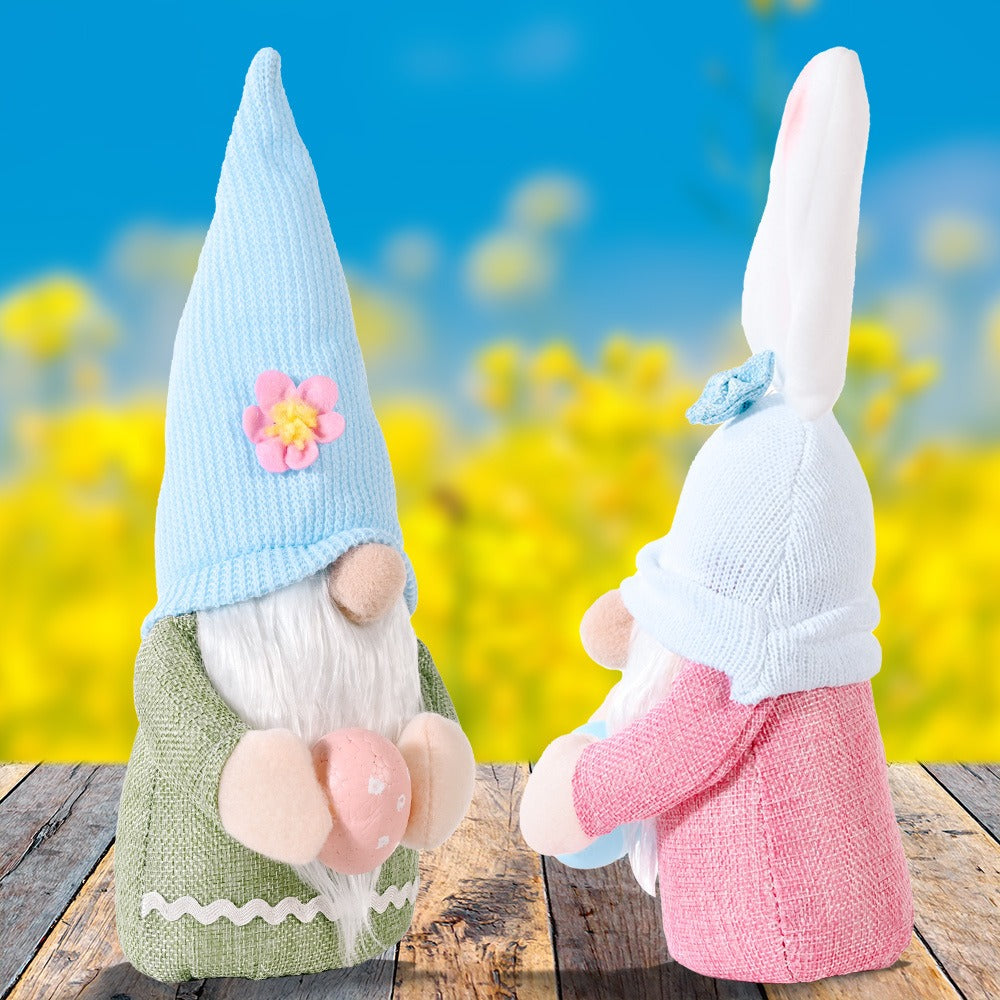 New Easter Decorative Supplies Creative Bunny Hug Egg Doll Ornament Pink Bunny Ears Doll Gift
