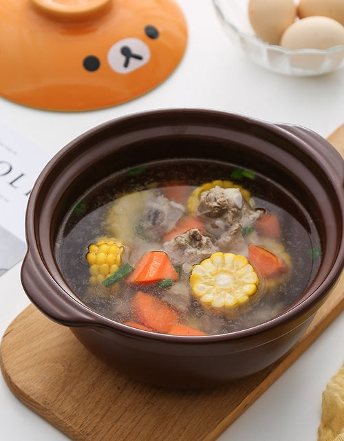 Load image into Gallery viewer, Japanese Casserole Little Bear Household Baby And Child Supplementary Food Open Fire Ceramic Stewed Pot Small Soup Pot Sand Pot
