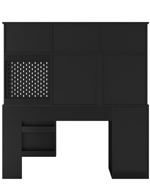 Load image into Gallery viewer, Writing desk with drawer bookshelf and charger, modern L-shaped desk with storage space, corner gaming computer desk
