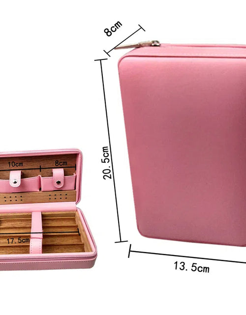 Bild in Galerie-Viewer laden, Carved version cigar box portable cedar wood cigar moisturizing box cowhide cigar box storage box Gaoxiba
