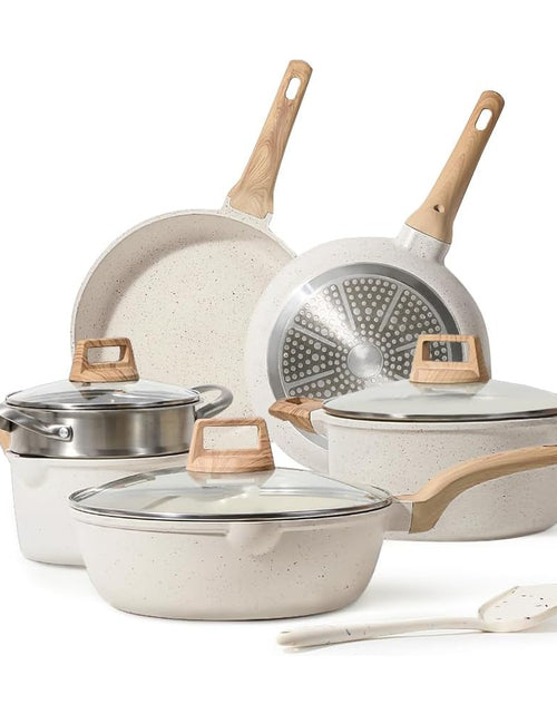 Load image into Gallery viewer, Medical stone non-stick pot soup pot stew pot frying pan wok milk pot frying pan steaming marble granite pot set
