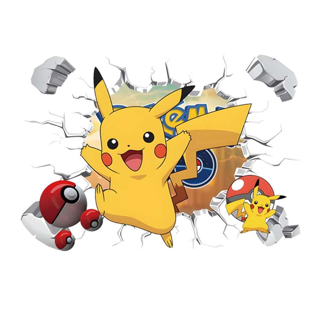 Cartoon anime children's room decoration wall sticker self-adhesive 3D Pikachu Digimon PVC sticker poster wall decoration