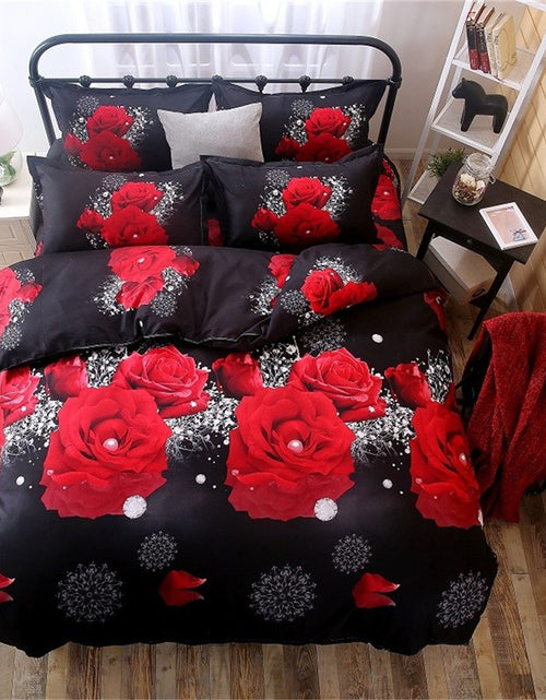 Load image into Gallery viewer, 2/3Pcs Red Dream 3D Oil Painting Rose Printed Bedding Set Queen King Size Quilt Cover Bed Sheet Pillowcases
