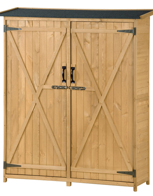 Load image into Gallery viewer, Outdoor 5.3ft Hx4.6ft L Wood Storage Shed Tool Organizer,Garden Shed, Storage Cabinet with Waterproof Asphalt Roof Natural
