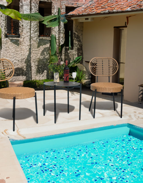 Load image into Gallery viewer, 3 Pieces Of Luxury Outdoor Wicker Furniture - Patio Bistro Style Table And Chair Combination
