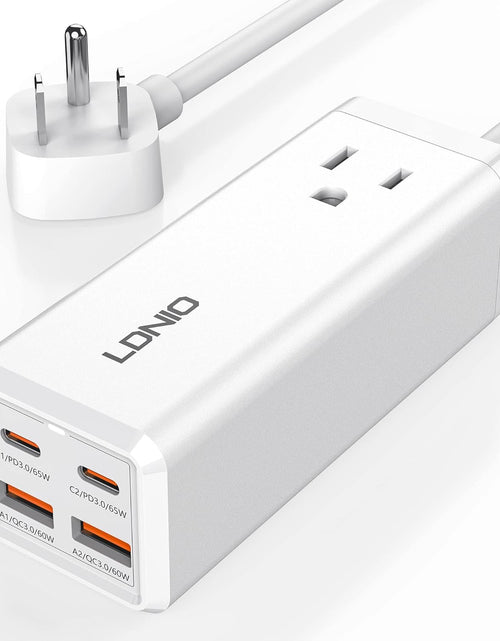 Cargar imagen en el visor de la galería, USB C Charger, MANTO 65W 5-in-1 GaN USB Charging Station, Super Fast Charger with 2 USB C Ports, 2 USB Ports and 1 Outlet
