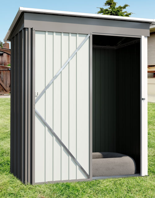 Load image into Gallery viewer, 5 * 3FT outdoor storage shed, tool shed with sloping roof and lockable door, backyard garden metal shed, courtyard lawn, gray
