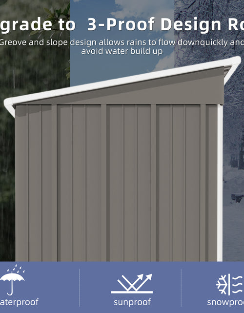 Load image into Gallery viewer, 5 * 3FT outdoor storage shed, tool shed with sloping roof and lockable door, backyard garden metal shed, courtyard lawn, gray
