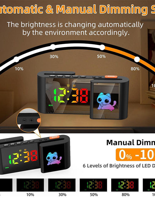 Cargar imagen en el visor de la galería, Creative S-shaped Dual-Screen RGB Colorful Alarm Clock, Adorable Cartoon Night Light Electronic Clock
