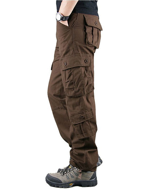 Load image into Gallery viewer, Outdoor men&#39;s multi pocket work pants, sturdy and wear-resistant cotton casual work clothes, long pants for youth labor protection, loose and oversized
