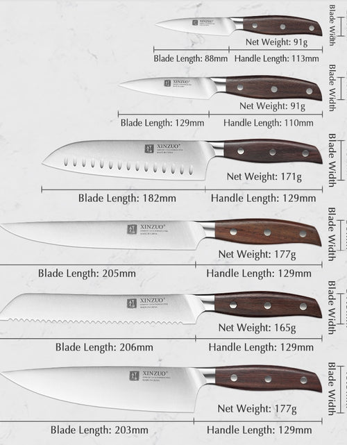 Load image into Gallery viewer, XINZUO Kitchen Tools 6 PCS Kitchen Knife Set of Utility Cleaver Chef Bread Knife High Carbon German Stainless Steel Knives sets
