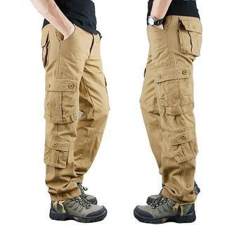 Load image into Gallery viewer, Outdoor men&#39;s multi pocket work pants, sturdy and wear-resistant cotton casual work clothes, long pants for youth labor protection, loose and oversized
