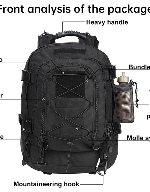 Load image into Gallery viewer, 65L Men&#39;s Outdoor Tactical Backpack: large - capacity, ideal for hiking, camping, and travel. A military - style rucksack
