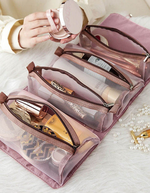 Load image into Gallery viewer, Detachable Cosmetic Bag Portable Large Capacity 4 in 1 Makeup Bags Portable Folding Travel Cosmetics Storage Toiletry Bag
